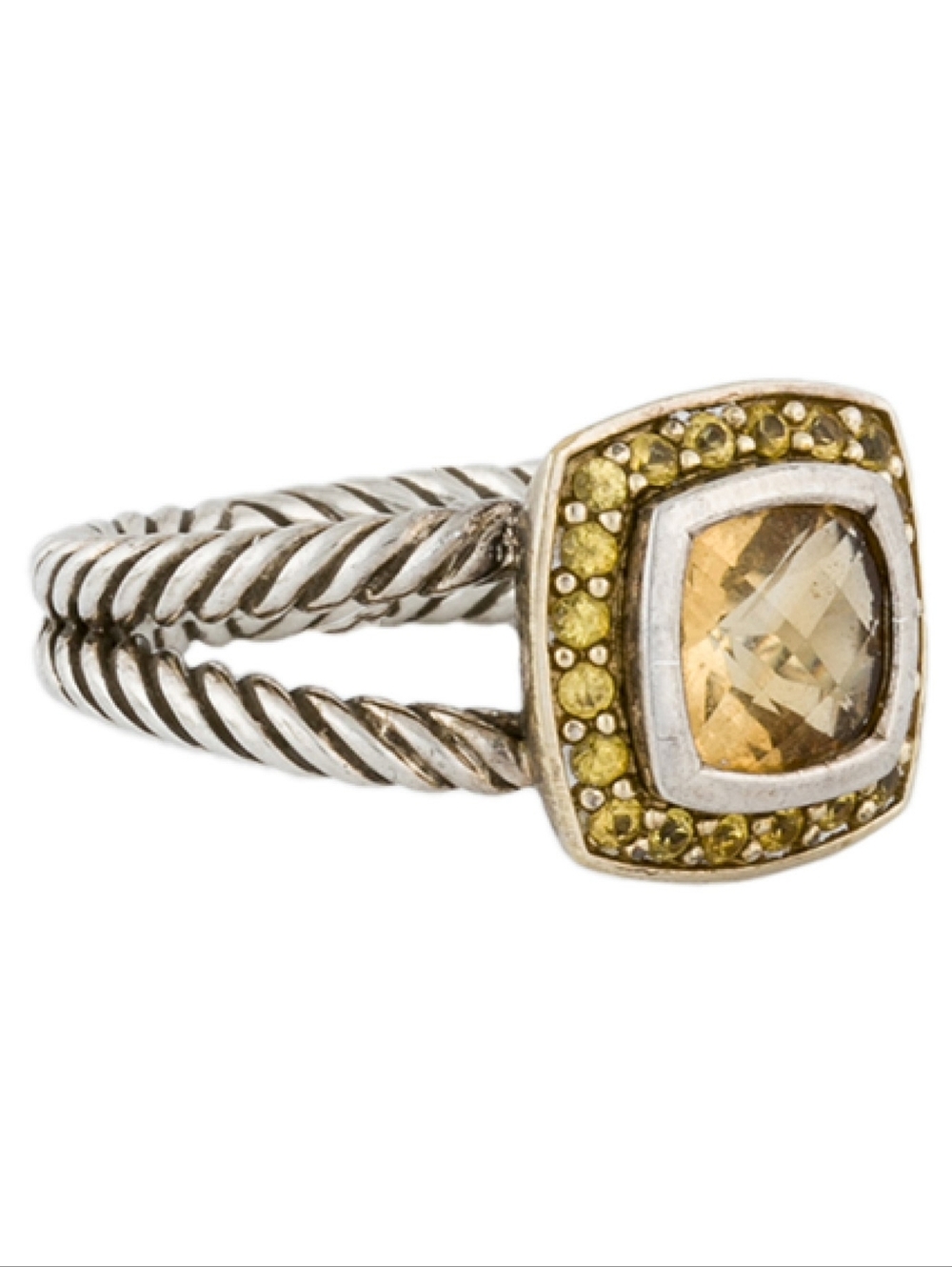 David Yurman Petite Albion Ring- Yellow Saphire, Citrine, 18k gold & silver RARE - Picture 5 of 5